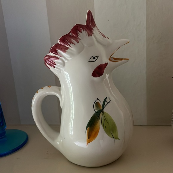 Vintage Italian Ceramic Rooster Chicken Pitcher mug 8.5” Made in Italy 0771 - Picture 4 of 9